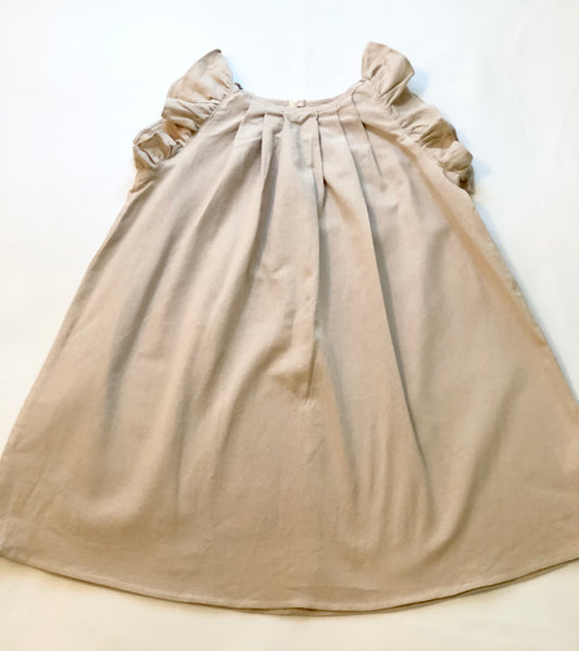 Beige Ruffle Sleeve Dress